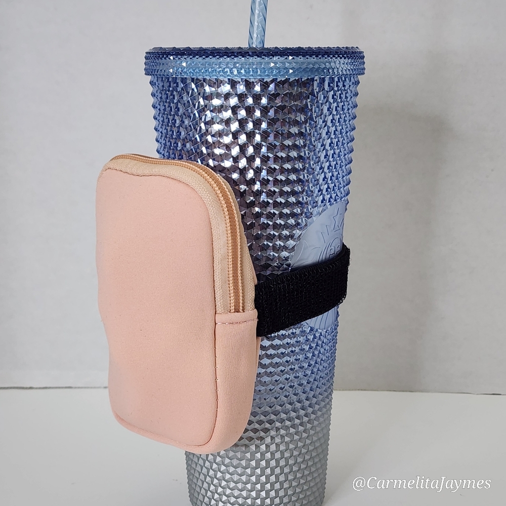 Neutral Pink 🥤 Tumbler & Water Bottle Storage Bag w Adjustable Strap NWT NEWTAG